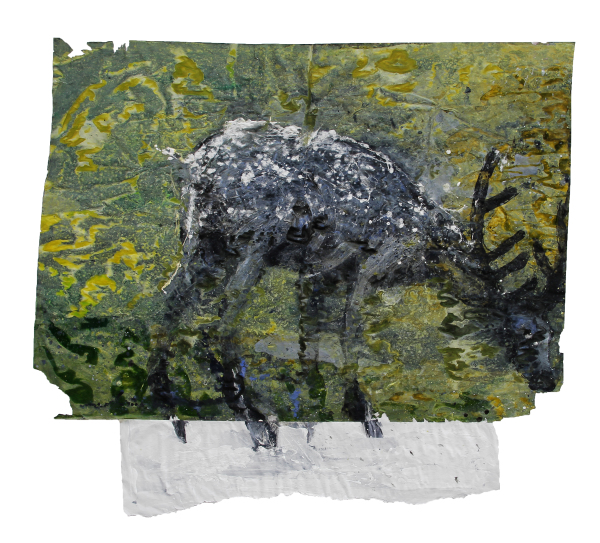 THE DEER (THE GREEN VERSION)2011 ACRYLIC ON PAPER 140 X125 CM